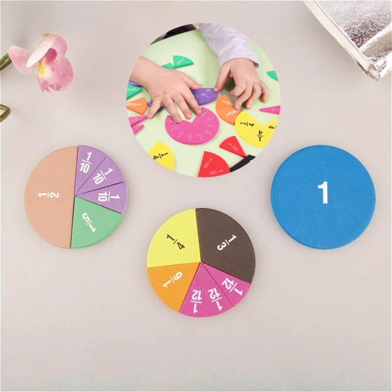 9pcs Fraction Learning Kit Colorful Interactive - Hands-on Addition Subtraction Math Toy for Kids Classroom Home Use Educational