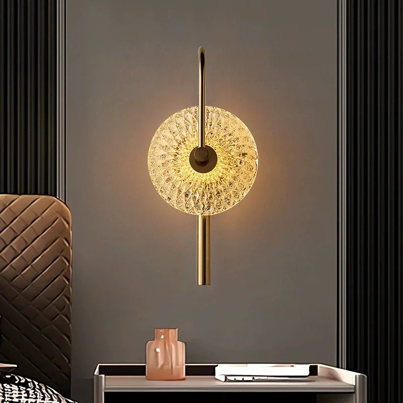 

Modern Minimalist Living Room Sofa Background Wall Lamp Creative Homestay Hotel Corridor Staircase Light Luxury Glass Wall Light