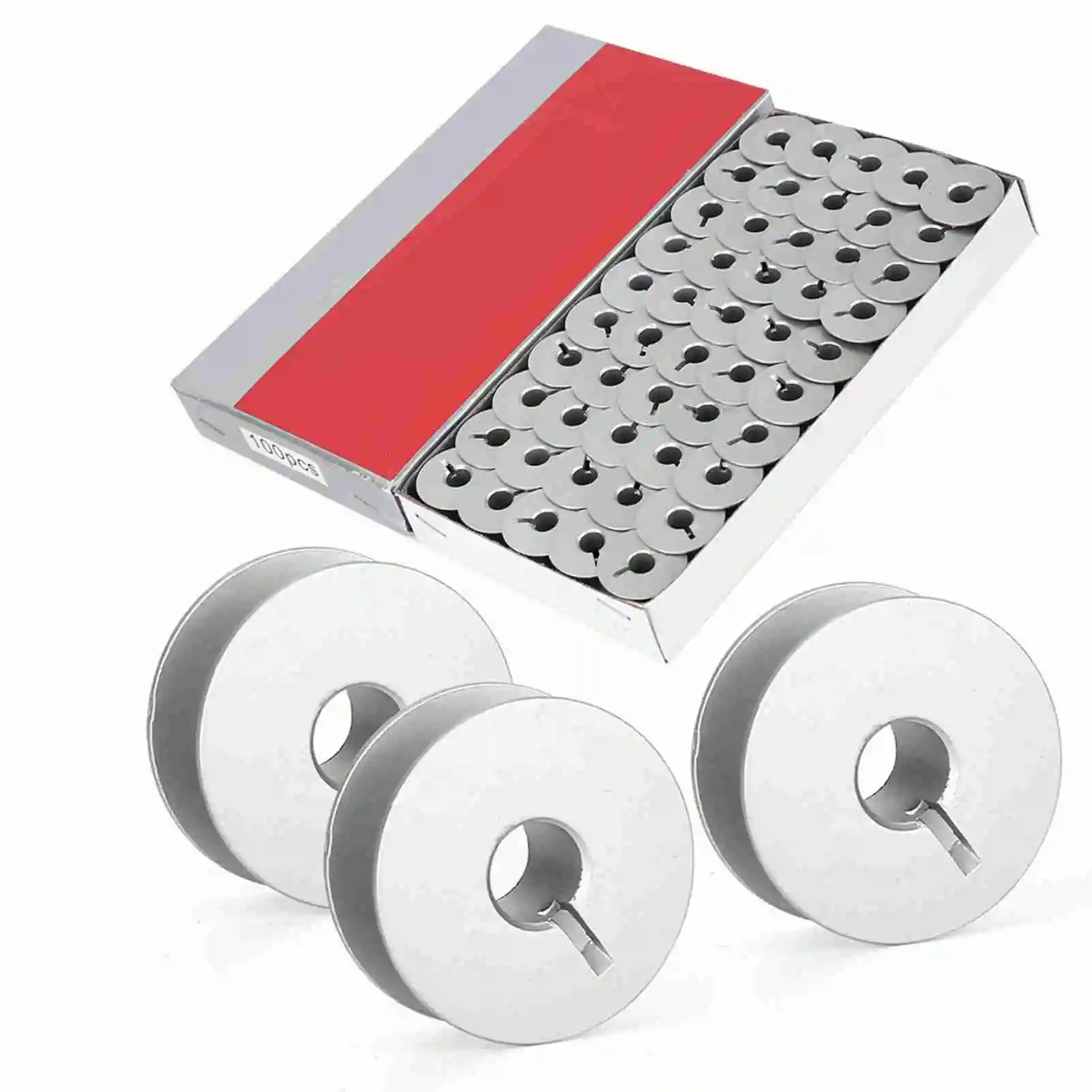 

100 шт., шпулька для швейной машины, шпулька с нитью 55623A, алюминиевые шпульки с прорезями для деталей промышленной швейной машины