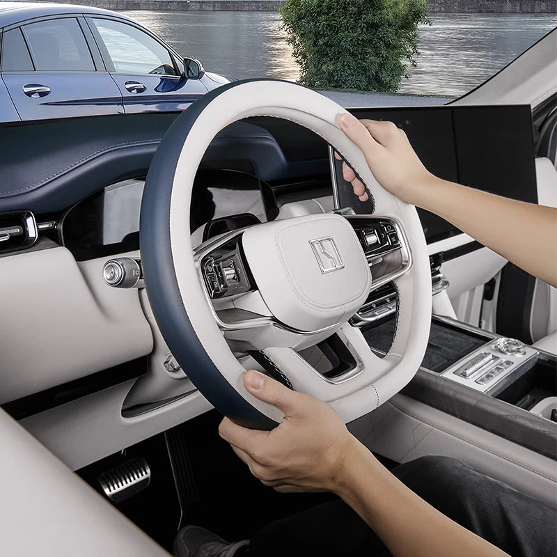 ل Zeekr 9X 2025 2026 غطاء عجلة قيادة السيارة غطاء حماية جلدي مضاد للانزلاق ملحقات قابلة للتنفس