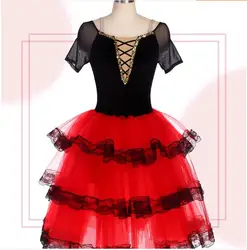 Ballet Professional Performance Dress, Red Fluffy Skirt, Adult Spanish Dance Skirt