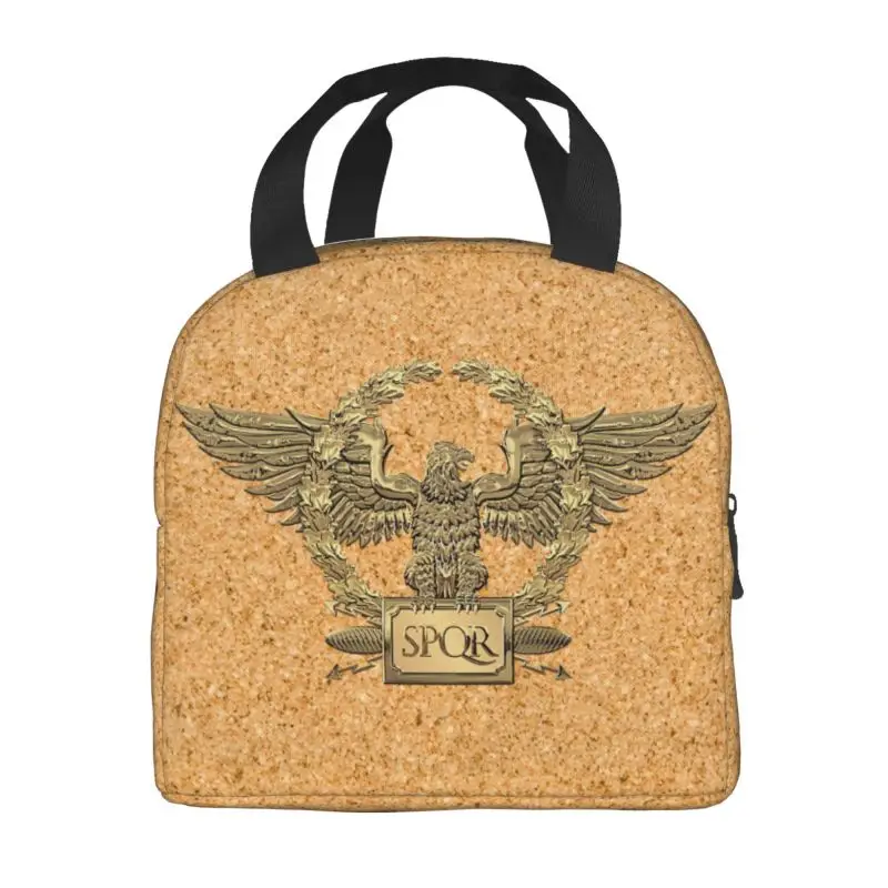 Gold SPQR Roman Imperial Eagle Insulated Lunch Bag for Work School Portable Cooler Thermal Lunch Box Women Kids