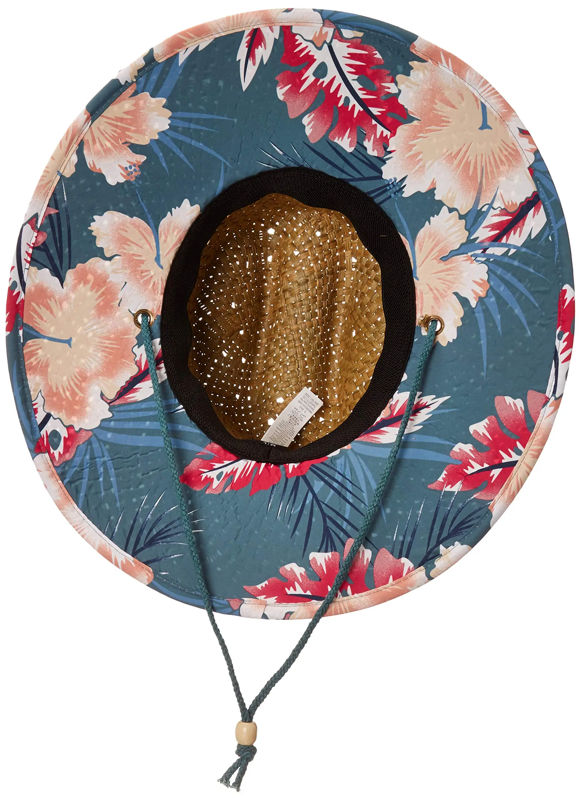 25 pcs/lotMen & Women\'s Straw Sun Hat UPF  Straw Lifeguard Hat Printed Under Brim Beach Straw Hat Outdoor Fishing Sun Hat Classi