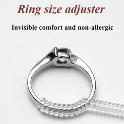 4pcs/Set Ring Size Reducer Tools Spiral Spring Based Rings Adjust Invisible Transparent Tightener Resizing Tool Jewelry Guard