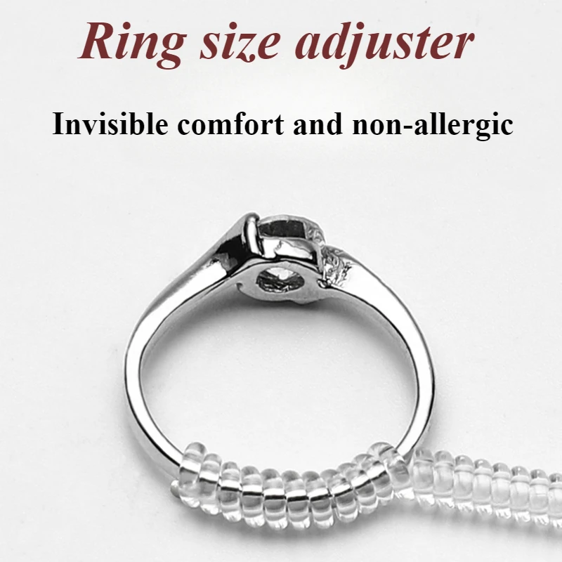4pcs/Set Ring Size Reducer Tools Spiral Spring Based Rings Adjust Invisible Transparent Tightener Resizing Tool Jewelry Guard