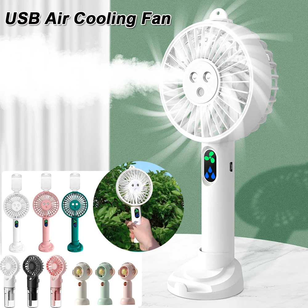 USB Air Cooling Fan Phone Holder 5V 4W Water Misting Fan 3-Gears Wind 5000mAh Removable Base with Water Tank for Outdoor Travel