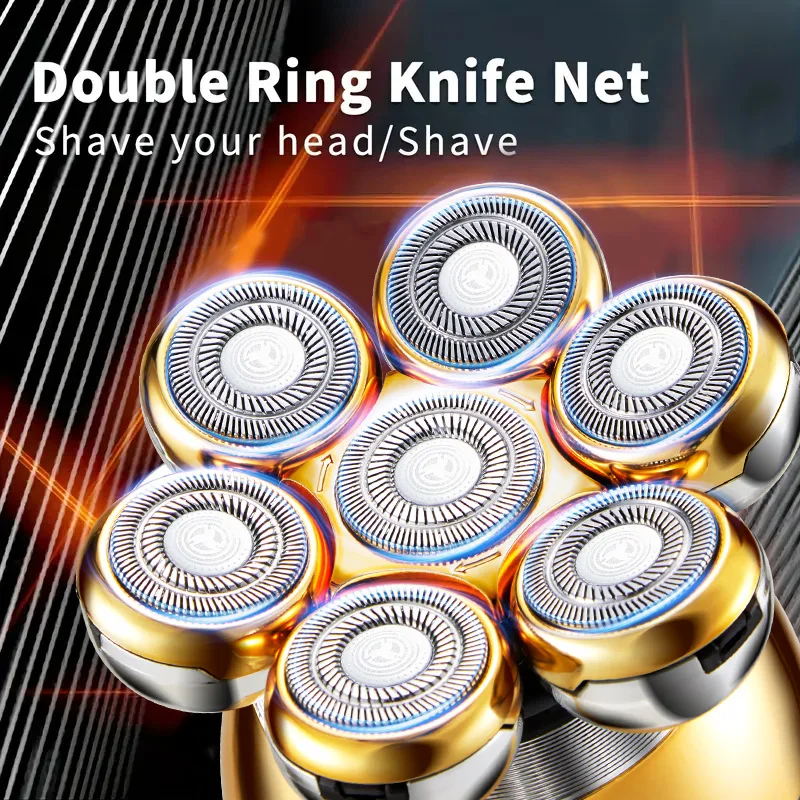 5-IN-1 7D العائمة شفرة ماكينة حلاقة كهربائية مع قاعدة شحن للرجال أداة تهذيب اللحية المقص قابلة للشحن أصلع رئيس الحلاقة الكهربائية