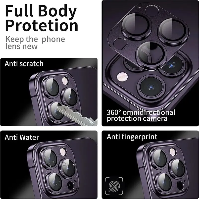 Tempered Glass Metal Camera Lens Protector for Apple iPhone 14 15 16 17 Pro Max Easy Install Camera Lens Protector Case view 4
