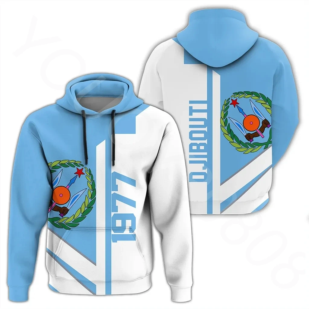 

African Region Hoodie - Djibouti Semi-Concept Pullover Hoodie Men's Clothing Sweater 3D Printed Casual Sports Jacket