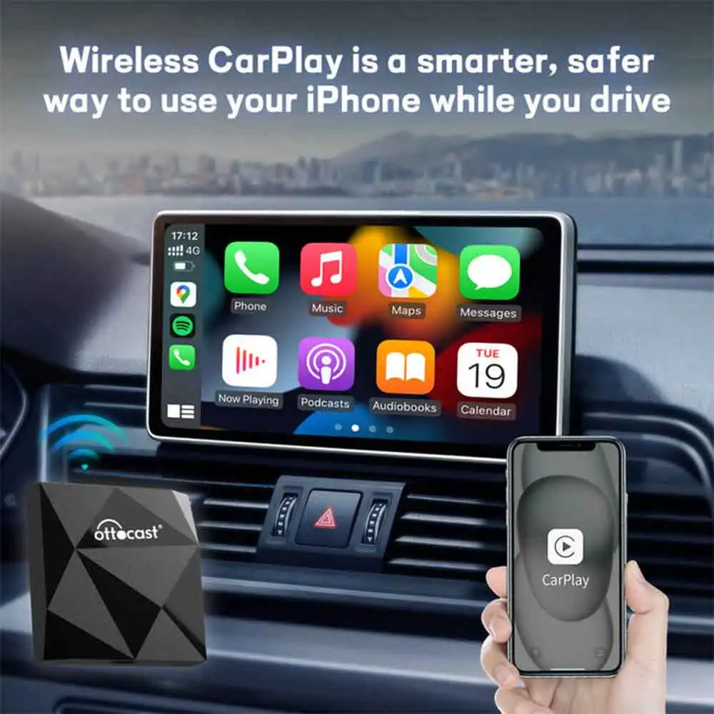 OTTOCAST U2AIR Wired to Wireless CarPlay Adapter  Car Accessories for VW Golf Passat for Audi A3 A4 A5 for Peugeot Skoda MG