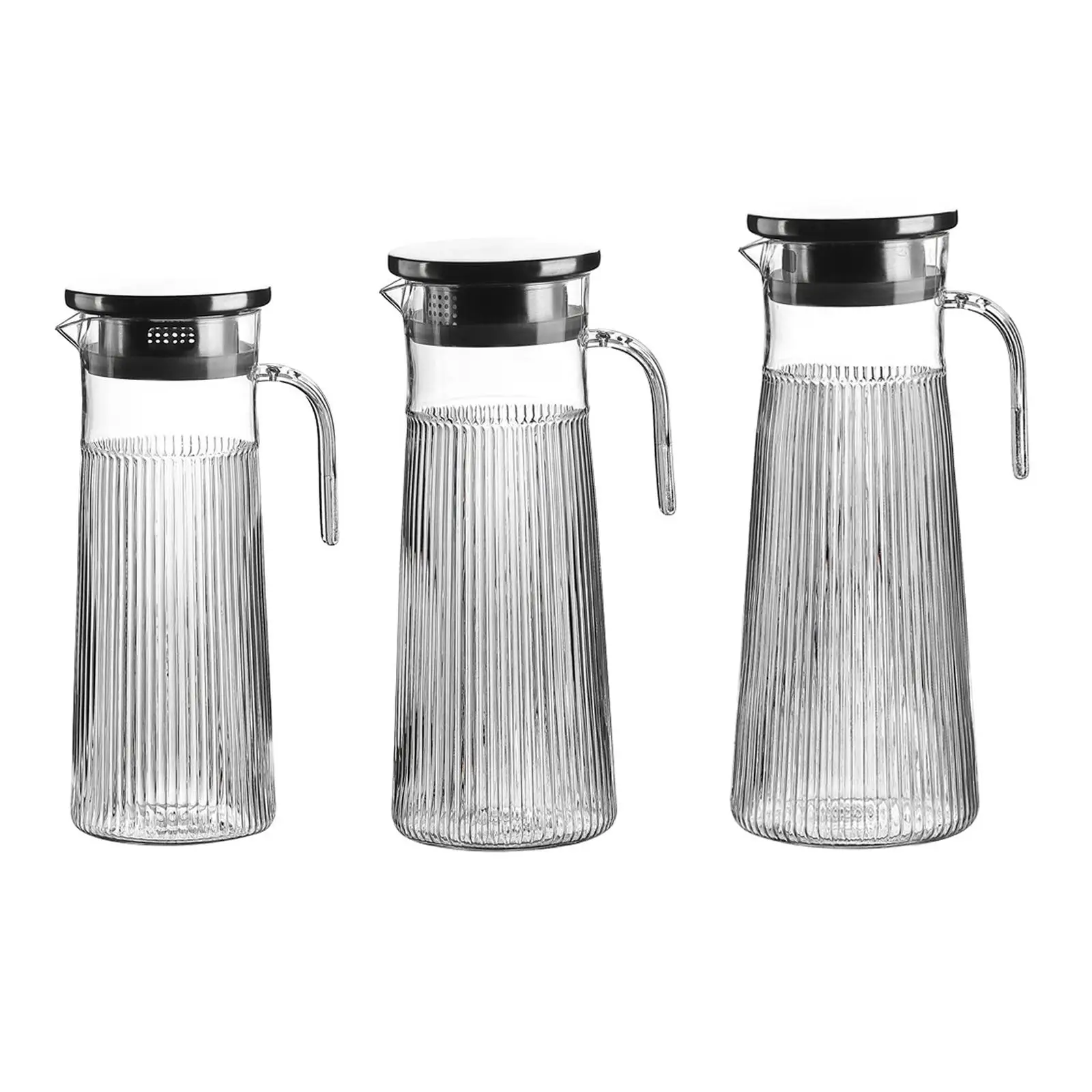 Beverage Pitcher Antifall and Lid Hotel PC Striped Beverage Carafe Iced Tea Water Pitcher Transparent Drinks Hot Cold Pitcher