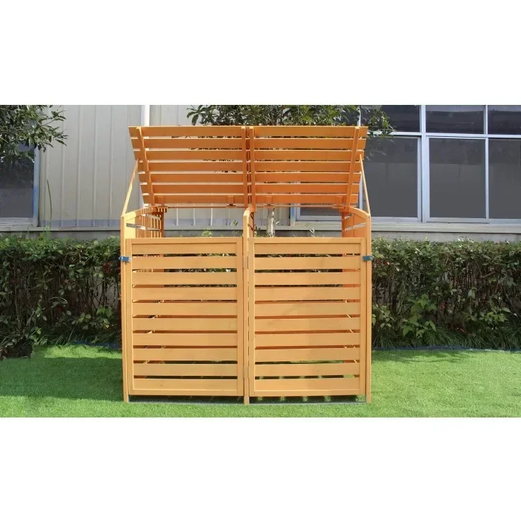 

SAT2 for exterior de 4,9 pies x 4 pies, cobertizo madera para basura y reciclables con pestillo bloqueo y techo impermeable