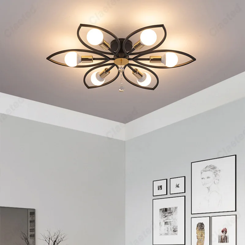 

Креативный простой светодиодный американский потолочный светильник из кованого железа для столовой, гостиной, спальни, декоративное освещение E27