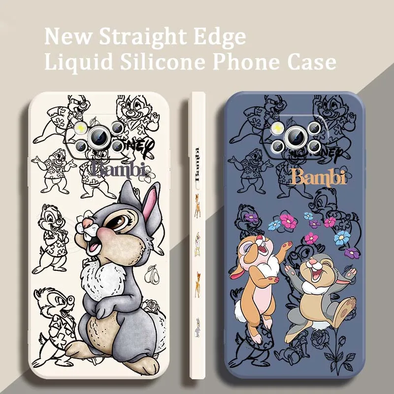 

Disney Cute Rabbit Phone Case For Xiaomi Mi Poco X3 X4 X5 X6 M4 M5 M6 F4 F5 F3 GT Pro 5G Liquid Left Rope Cover