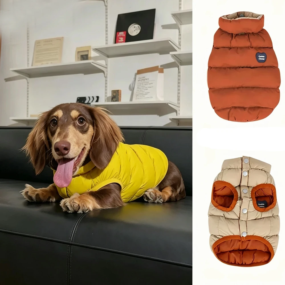 Doppelseitige Baumwoll-Reißverschluss-Jacke mit kurzen Ärmeln für Dackelhunde, Winter-Wärmejacke, winddichte graue Weste für Wienerhunde.