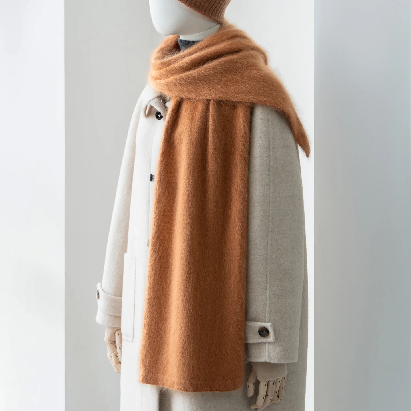 MVLYFLRT New brushed knitted 100% cashmere scarf men and women fashion and warm scarf versatile autumn winter solid color shawl.