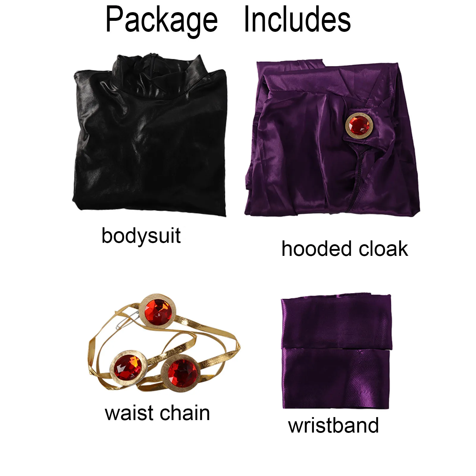 زي رافين التنكري، بدلة قفز نسائية بحزام مع عباءة أرجوانية بغطاء للرأس لزي الهالوين