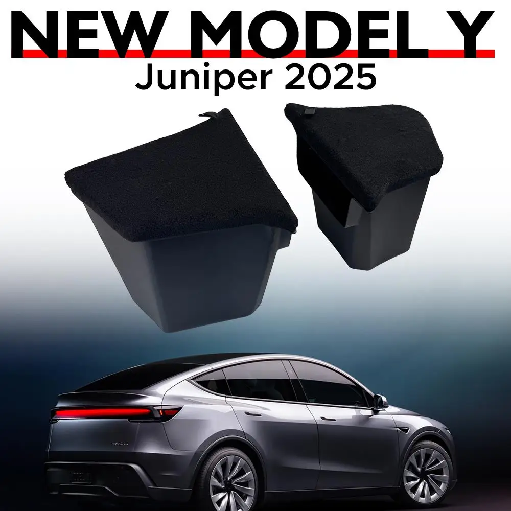 For Tesla New Model Y 2025 Launch Juniper Rear Trunck side Storage Box with Flocking or TPE Lids Covers and Drawstring