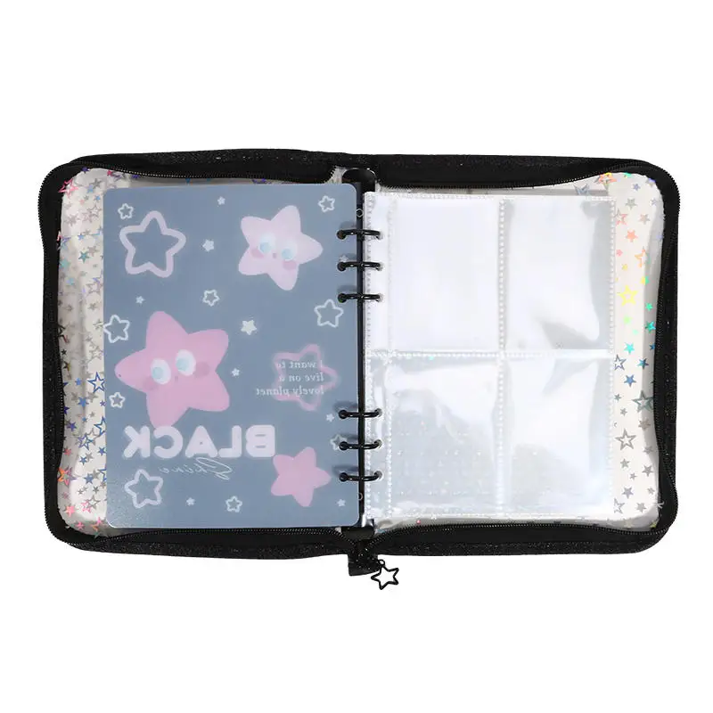 Quaderno A5 a fogli mobili a 6 fori con cerniera e bordo Album fotografico Guka idol Piccola carta 1 PC Shell Book o 10 pagine interne