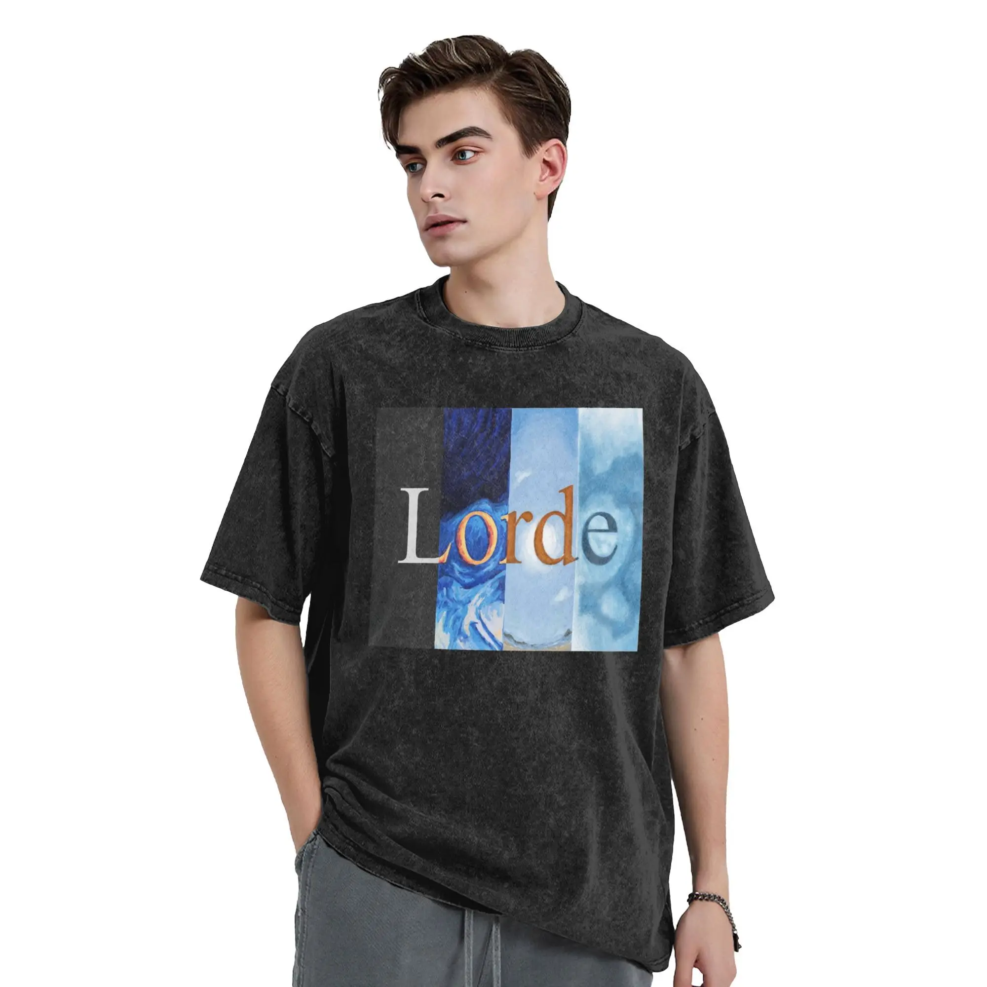 رهيبة لورد فيرجن ألبوم جديد تي شيرت الرجال س الرقبة القطن غسلها تي شيرت قصير الأكمام تي شيرت حجم كبير الملابس