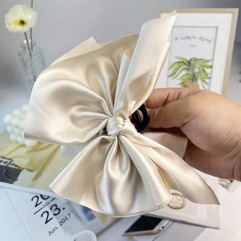 Large Bow Hair Claw Clip New Trendy Solid Color Black Hair Shark Grab Clip Hair Style Tools Hair Accessories for Women Girl