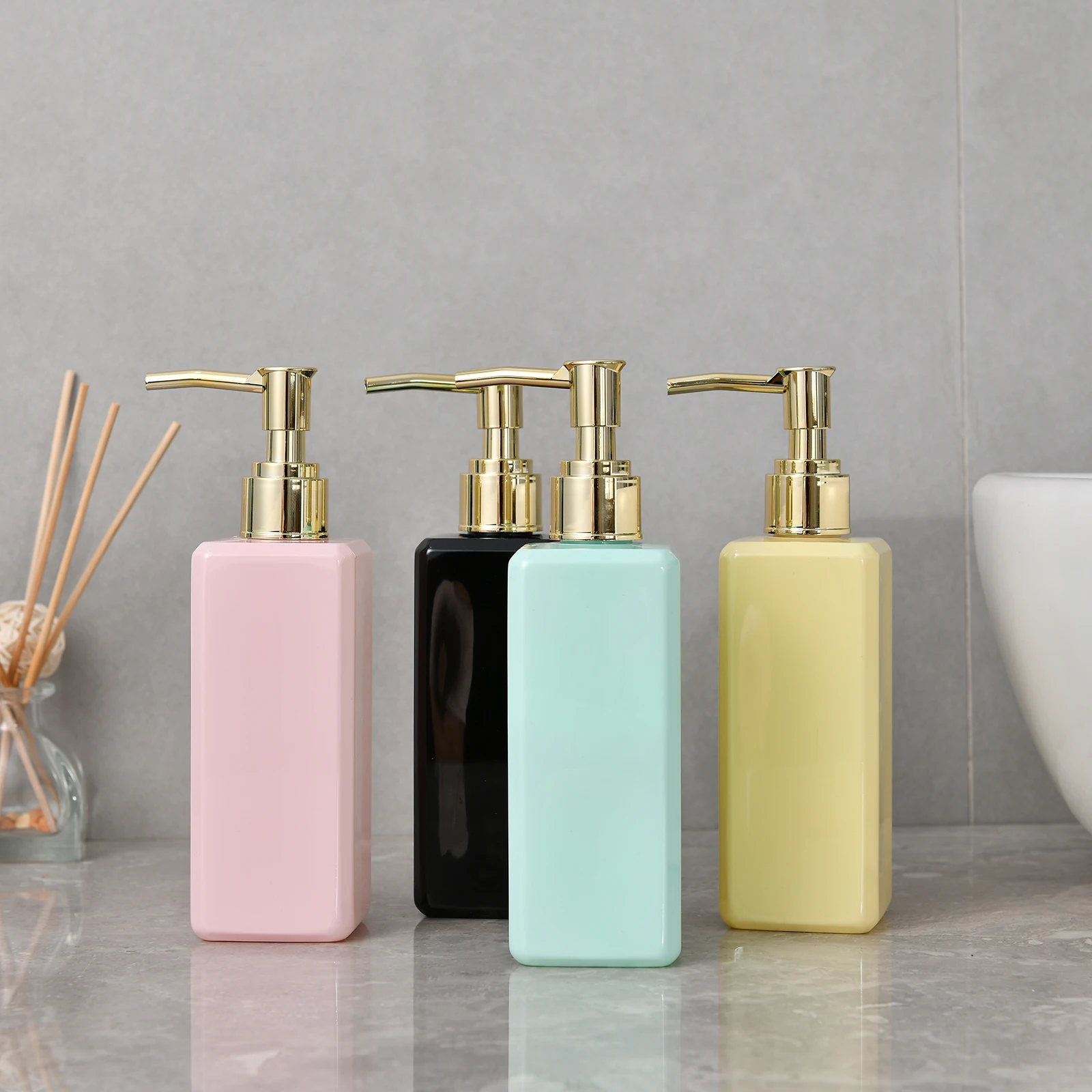 250ml Soap Pump Dispenser Bathroom Shampoo Kitchen Dish Square Pump Bottle Refill Shower Plastic Hand Liquid Storage Container