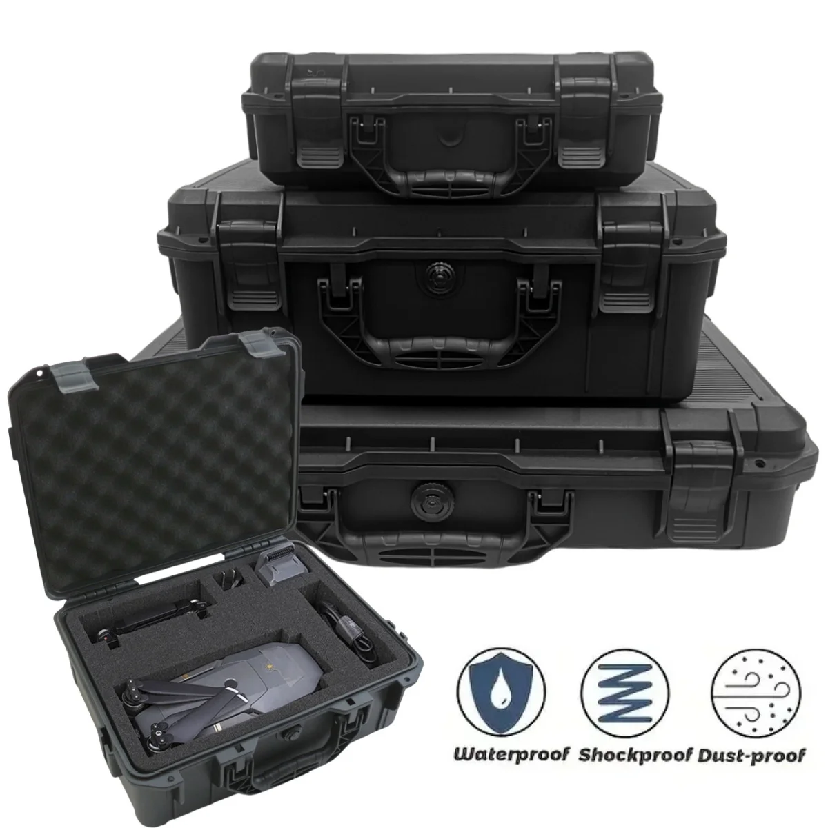 

Универсальный портативный водонепроницаемый и противоударный жесткий чехол для переноски с предварительно вырезанным ящиком для инструментов из губки для дома, гаража и хранения транспортных средств