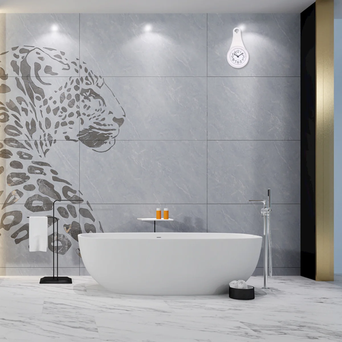 

Waterproof Mute Wall Clock Black Bathroom Decor Creative Silent Design Easy Install Remove No Ticking Accurate Time Keeping