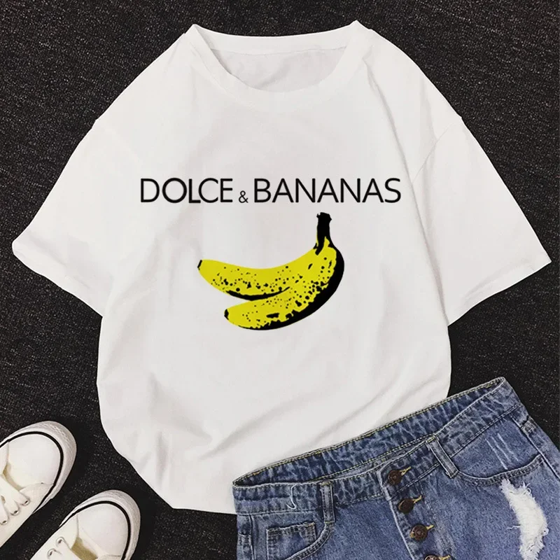 DOLCE BANANA Fashionable Printed T-Shirt Short Sleeves Women's Clothing Crew Neck Cross-Border E-Commerce Wish/Ebay Amazon