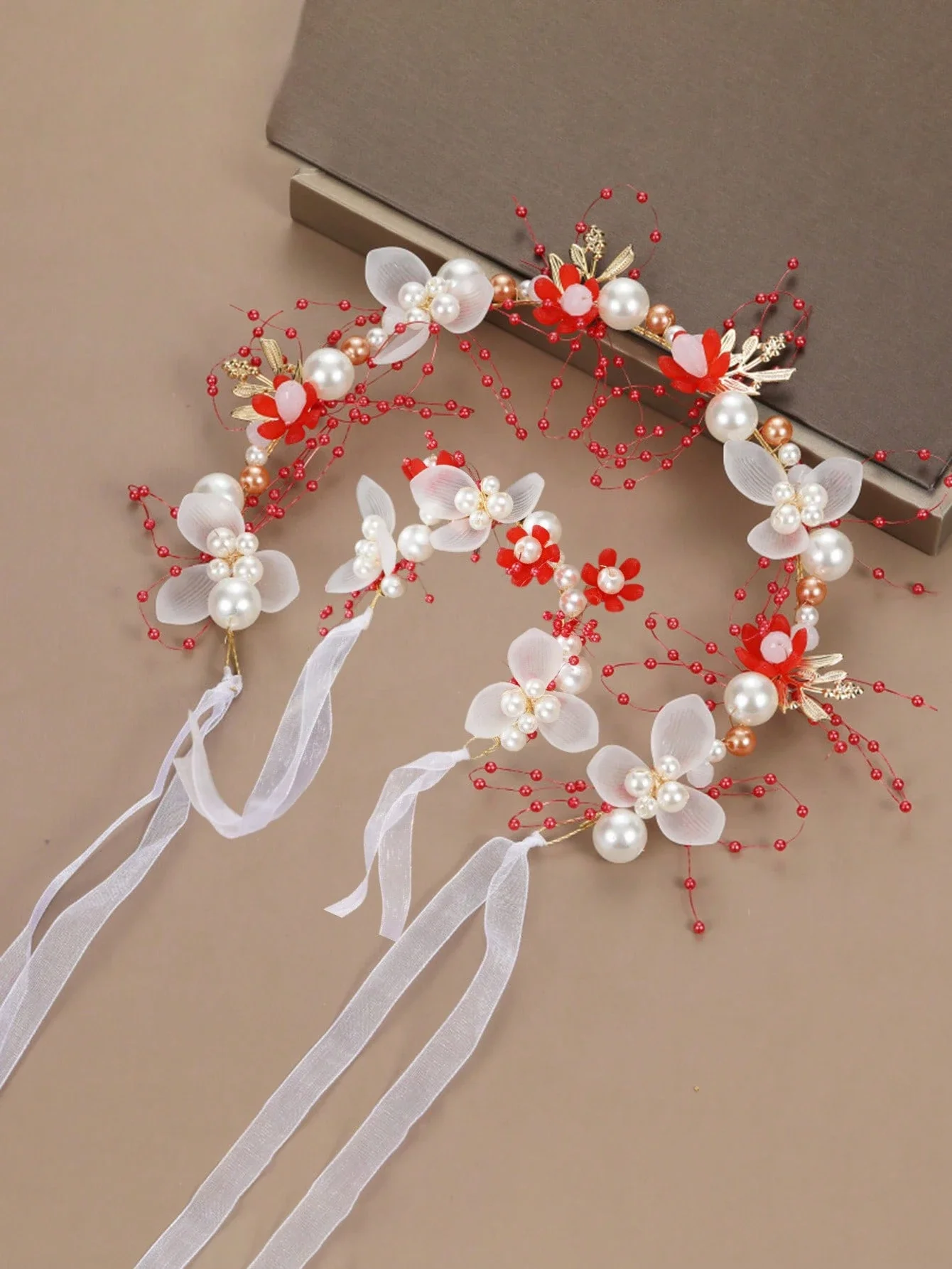 

4pcs/2pcs/1pc Elegant Style Pearl Alloy Headband Set For Teenagers, Flower Teenager Pearl Headband And Pearl Bracelet Two