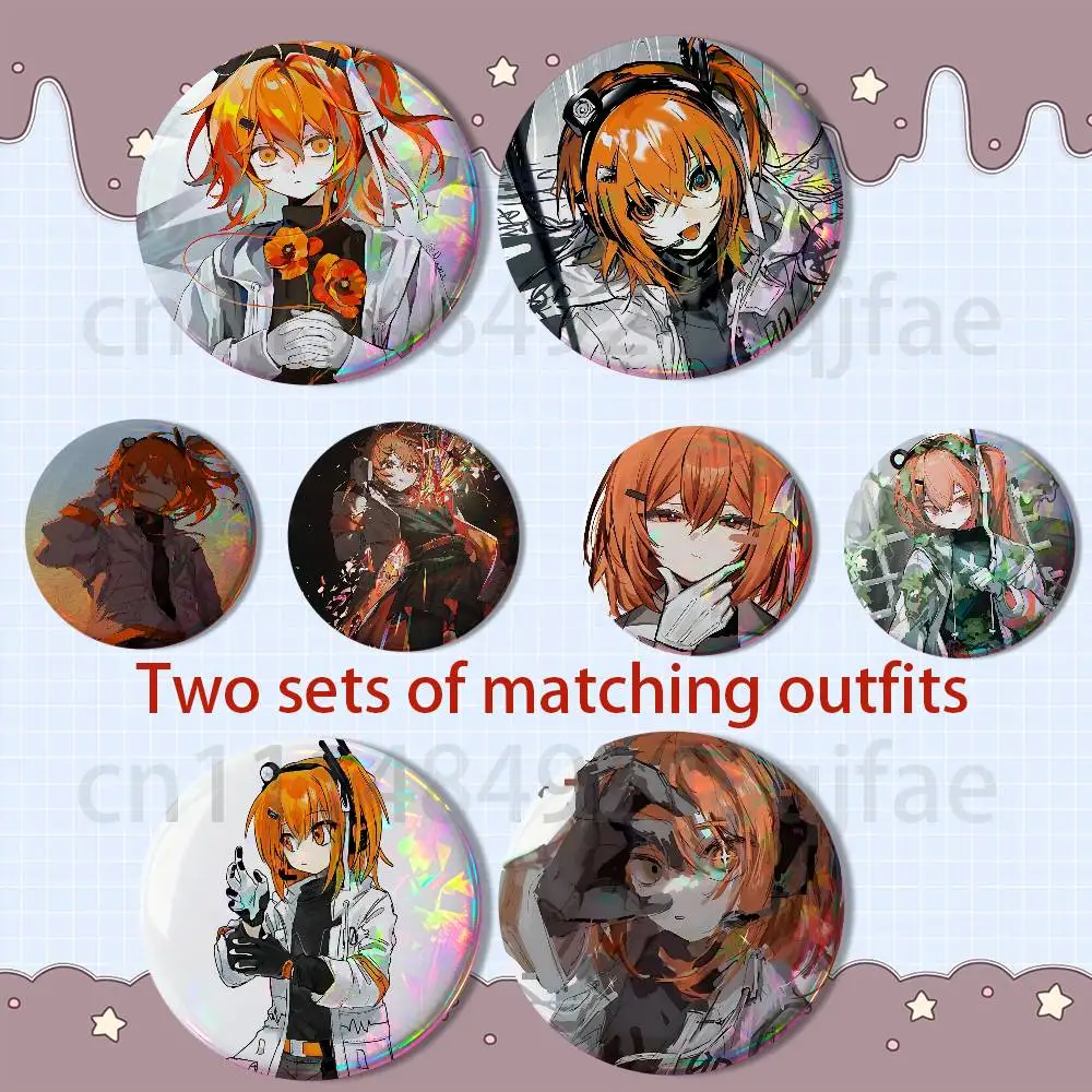 

Orange hair color Adachi Rei 2 piece set Badges On Backpack Jacket Cartoon Round Brooches Acrylic Button Pins Collection Gifts