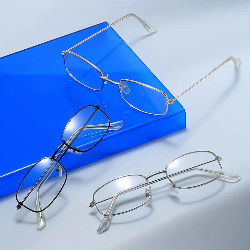 

3 шт., корейские узкие овальные прямоугольные очки с защитой от синего света для женщин и мужчин, антирадиационные очки