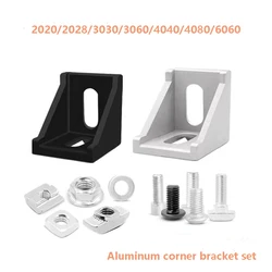 5Sets EU 2020 3030 3060 4040 4080 Corner Code Corner Piece Screw Nut Set Right Angle Connector Tight Fixed Aluminum Accessories