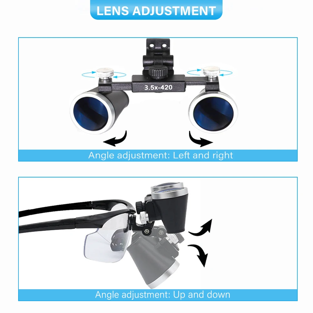 2.5X 3.5X Magnification Binocular Den tal Loupe Surgery Surgical Magnifier with Headlight LED Light Dentist Medical Loupes Lamp