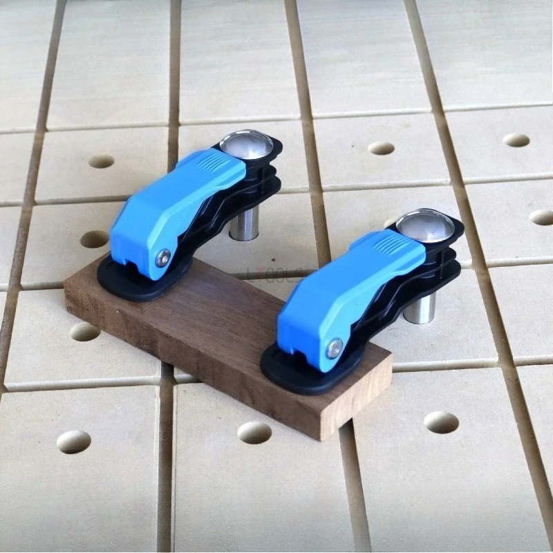 Workbench Desktop Hole Clamp 19MM/20MM Stainless Steel Quick Dog Hole Clamp Woodworking Quick Release Manual Press Clamp Tools