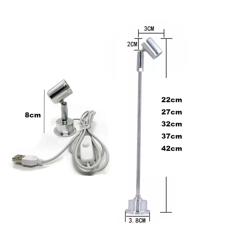 Led Spotlight USB 3W DC5V Jewelry Cabinet Showcase Counter Lamp Surface Mounted Ceiling Mini Spot Light 1.5M Interface