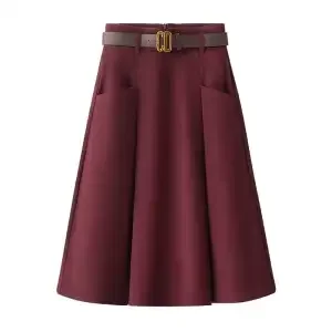 Autumn and winter woolen skirt for women A-line large umbrella skirt 2025 new high-waisted slim mid-length woolen pleated