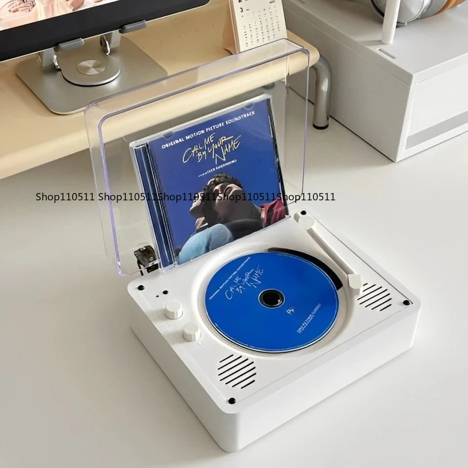 آلة تشغيل ألبوم الأقراص المضغوطة الرجعية، صوت بلوتوث، مكبر صوت متكامل، سجل قرصي، هدية عيد ميلاد #3