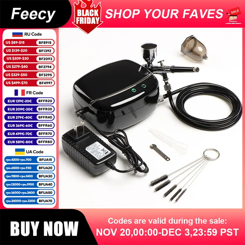 

Airbrush Compressor Kit Air Pump for Model Painting Nail Art Furniture Multi-Function Model Spray Gun Set with 0.3mm Nozzle