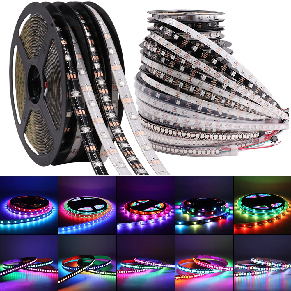 RGB W2812B IC LED Strips DC 5V Addressable Pixel Led Individual W2812 IC Light Strip RGB Dream Color SMD5050 Lights Tape IP67