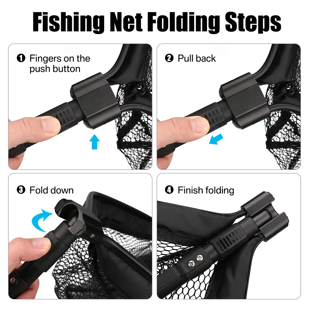 Floating Fishing Net for Fly Fishing Catfish Bass Trout Rubber Coated Collapsible Landing Net with Telescoping Handle - view 3