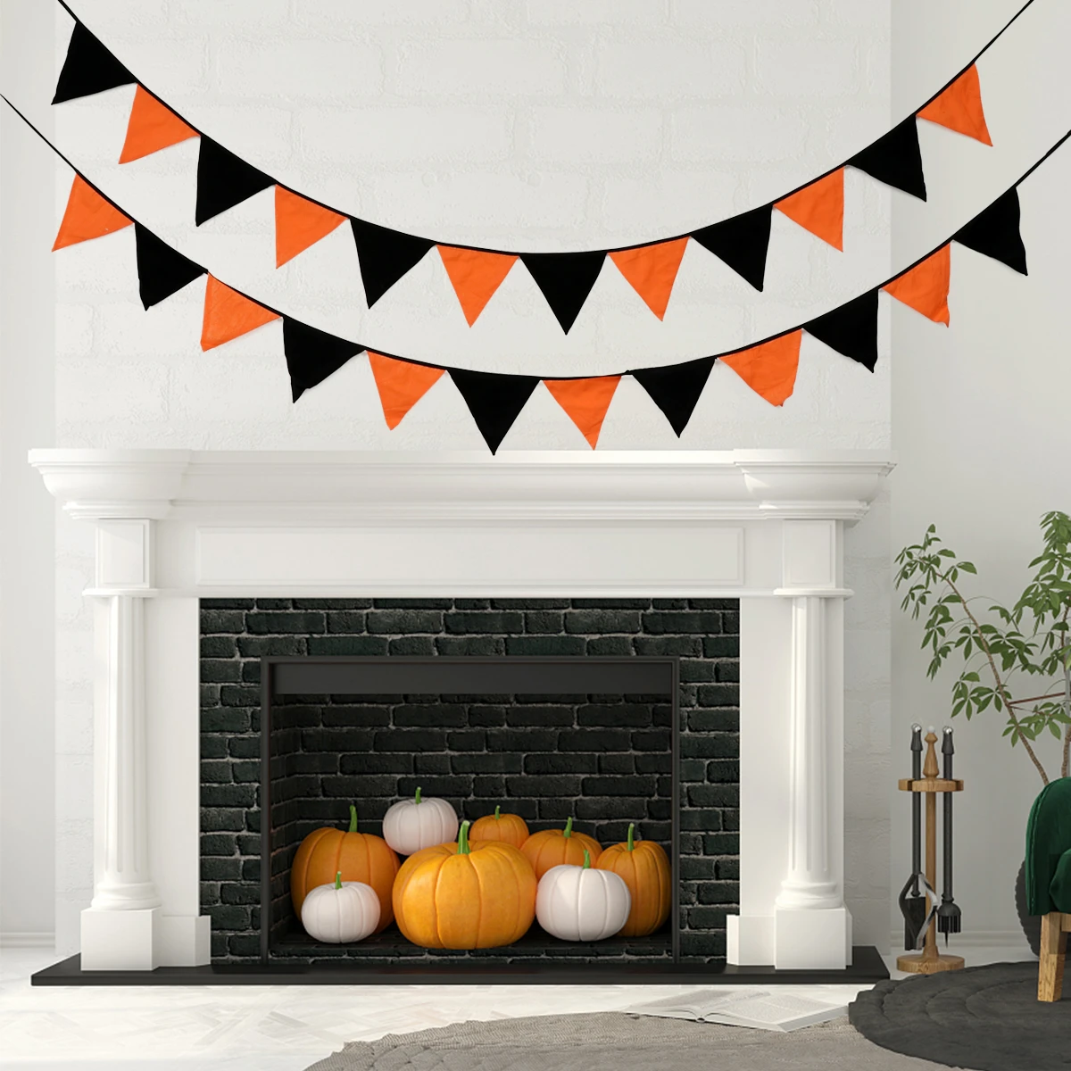 

2pcs Triangular Flags Party Decorations Cotton Halloween Banner For Home Garden Party Halloween Triangular Banner Backdrop