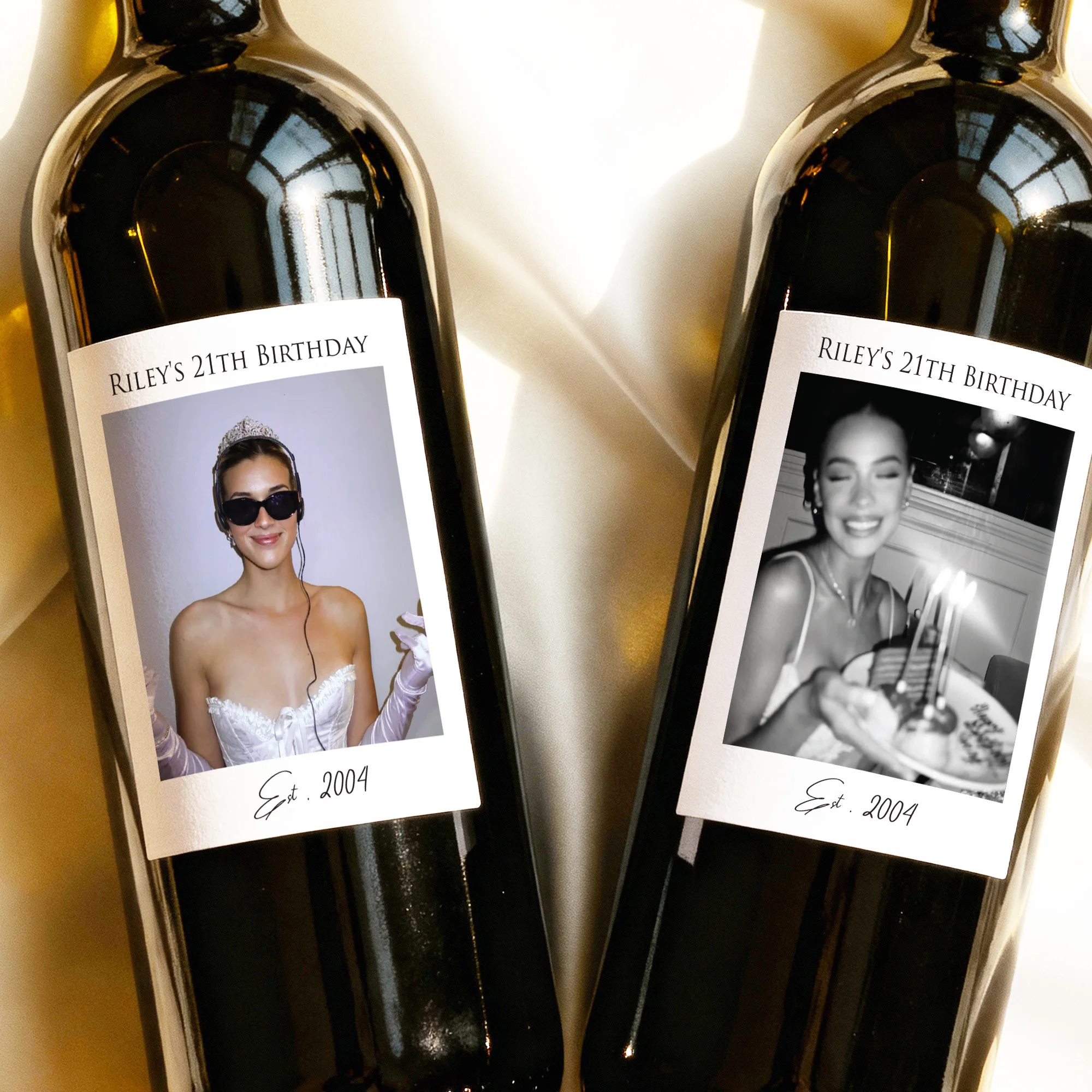 

Custom Wine Stickers with Photo Personalized Champagne Wine Vinyl Label for Christmas,Wedding,Birthday, Baby Shower,Bachelorette