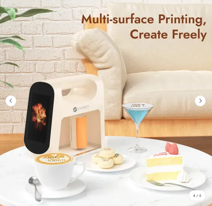 EVEBOT 5cm Print Head Smart Handheld Food Printer (Next-Gen with Visual Positioning) With a Built-in Camera Full Touchscreen