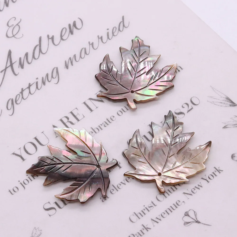 Natural Black Shell Beads Charms Mother of Pearl Shell Maple Leaf Pendants for Jewelry Making Necklace DIY Earrings Decoration view 3