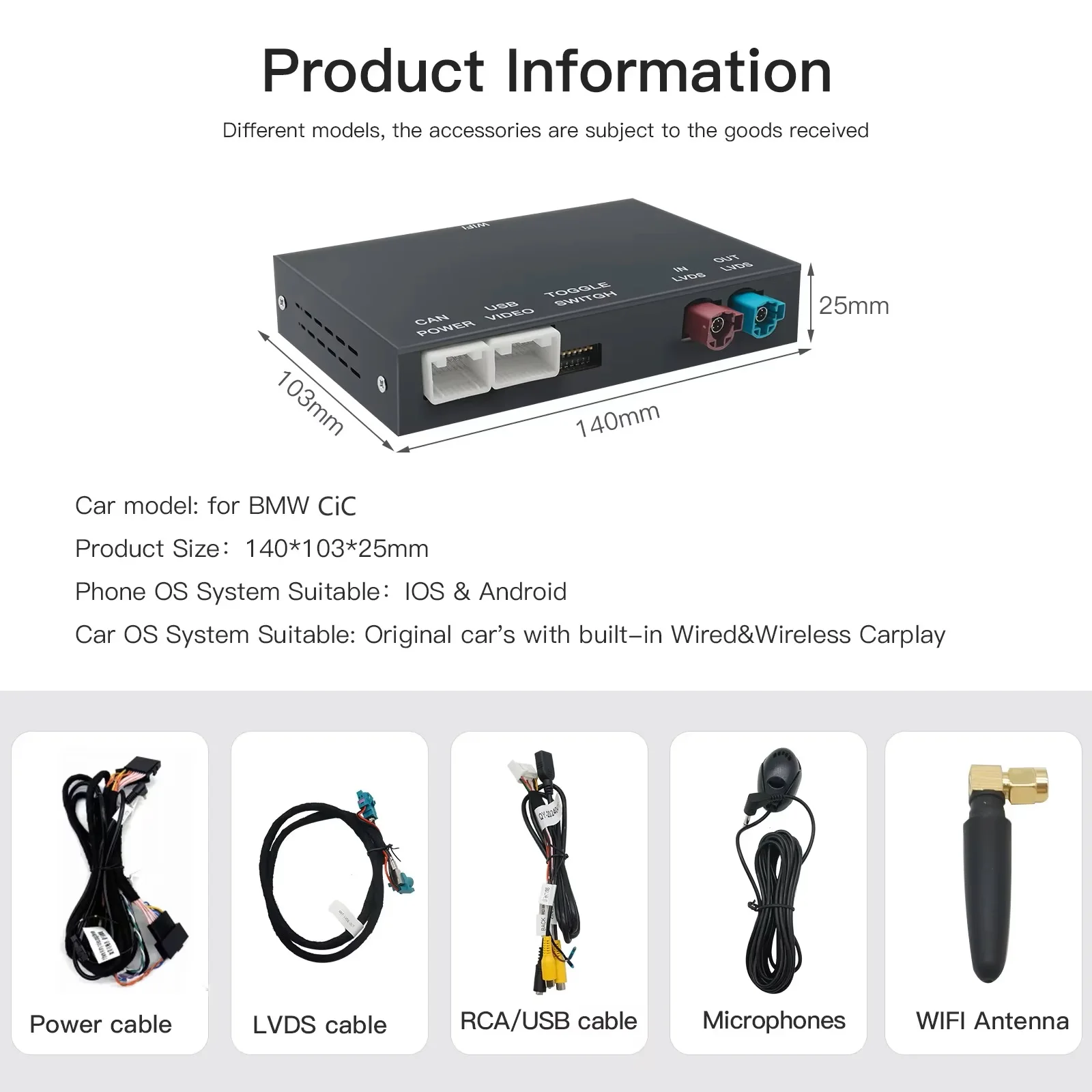 Wireless CarPlay And Android Auto For BMW NBT CIC System 1 2 3 4 5 6 7 Series X1 X3 X5 X6 MINI F20-F25 F30-D36 F10 F48 F11 F10