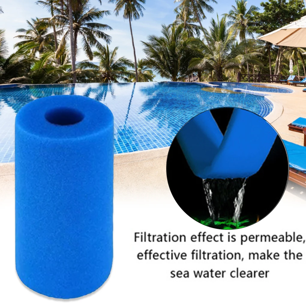 Swimming Pool Water Filter Foam Pool Reusable Washable Sponge Filter Column Filtration Accessory, 10.2x9cm