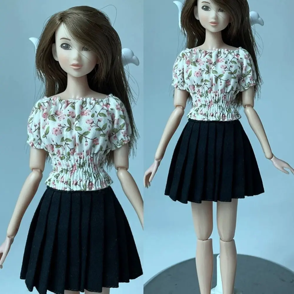 Gedrukte poppen Zomeroutfit Aankleden DIY Accessoires Sexy Leuke Kleding Meisje Speelgoed T-shirt Plooirok voor 1/6 BJD 30 cm poppen