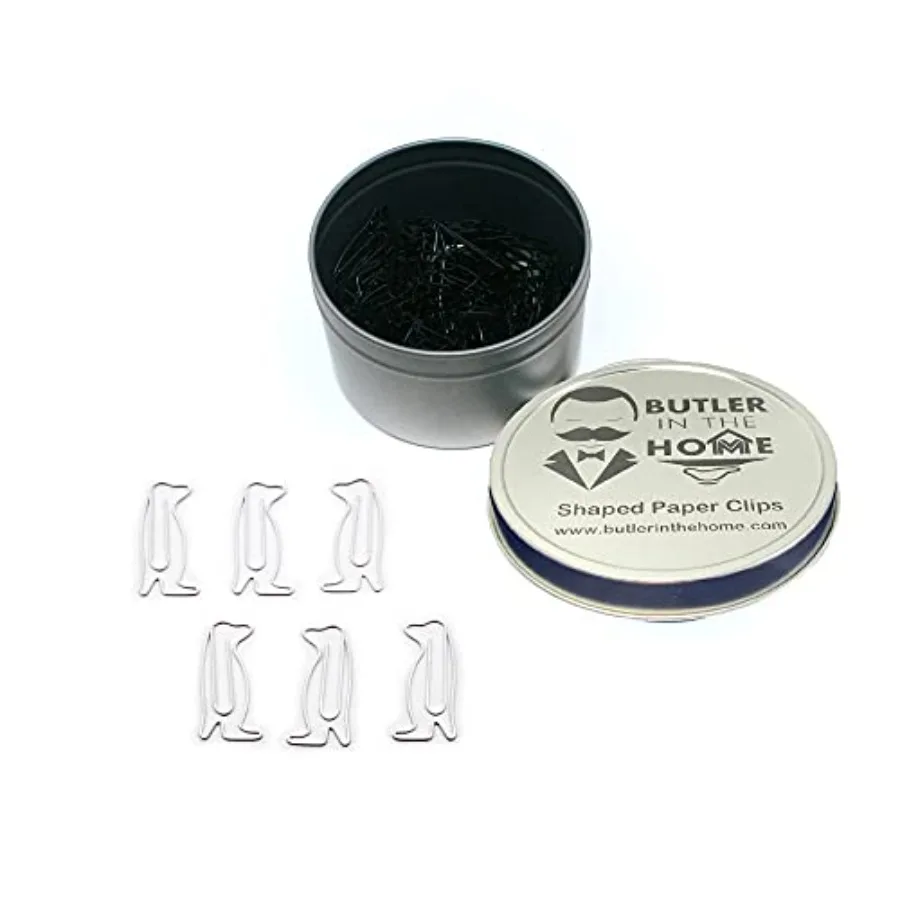 

Animal Penguin Shaped Paper Clips in Silver Tin and Silver Gift Box Great for Paper Clip Collectors or Animal Lovers