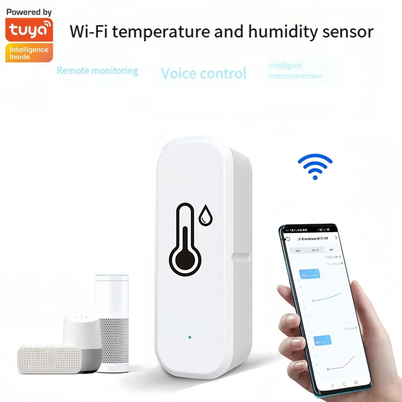 A73E-Wifi-Connected Temperature Humidity Sensor, Indoor Thermometer Hygrometer Monitor Work For Smart Life Home